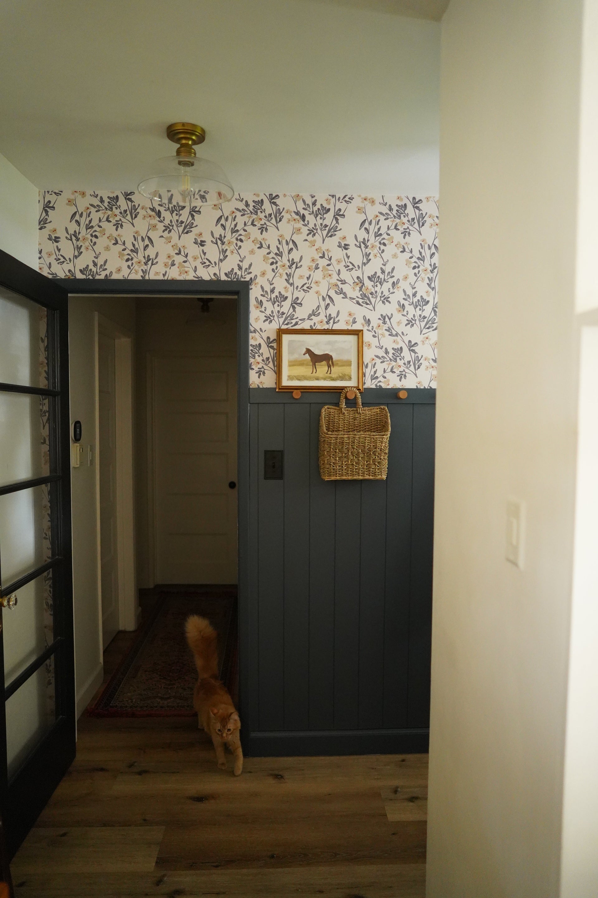 Edith Floral Wallpaper: Modern Farmhouse Taupe Wall Art