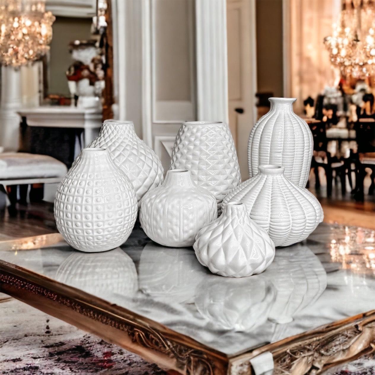 Whitney White Ceramic Textured Vases Artisan Collection - Image 6