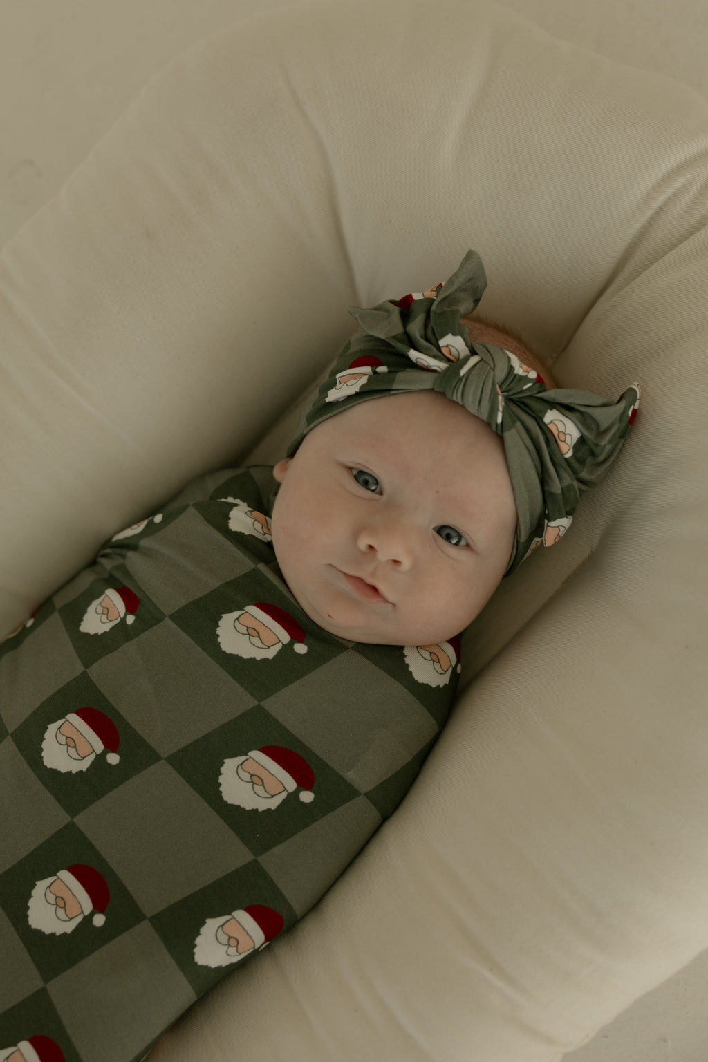 Bamboo Swaddle | Santa Checkerboard