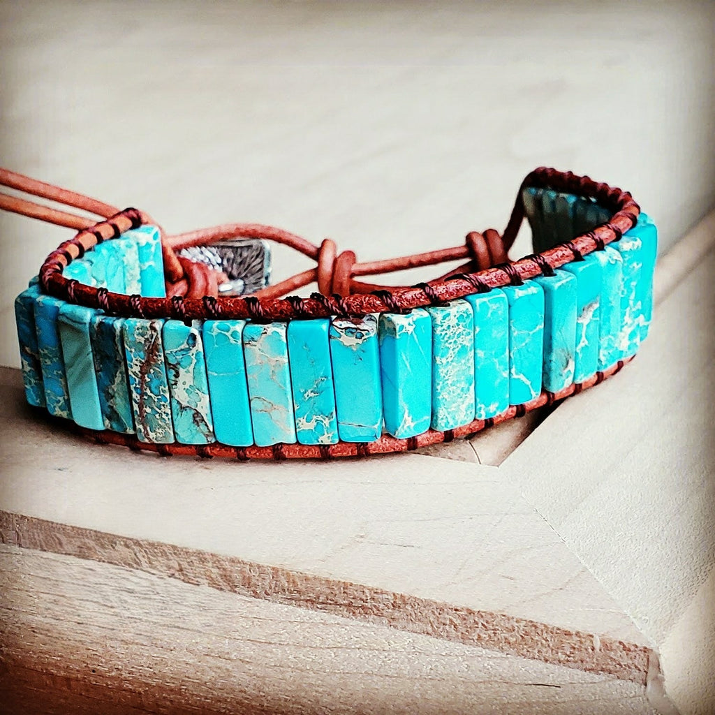 Woven Imperial Jasper Stacked Stone Bracelet