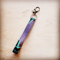 Turquoise Embossed Leather Key Chain Strap