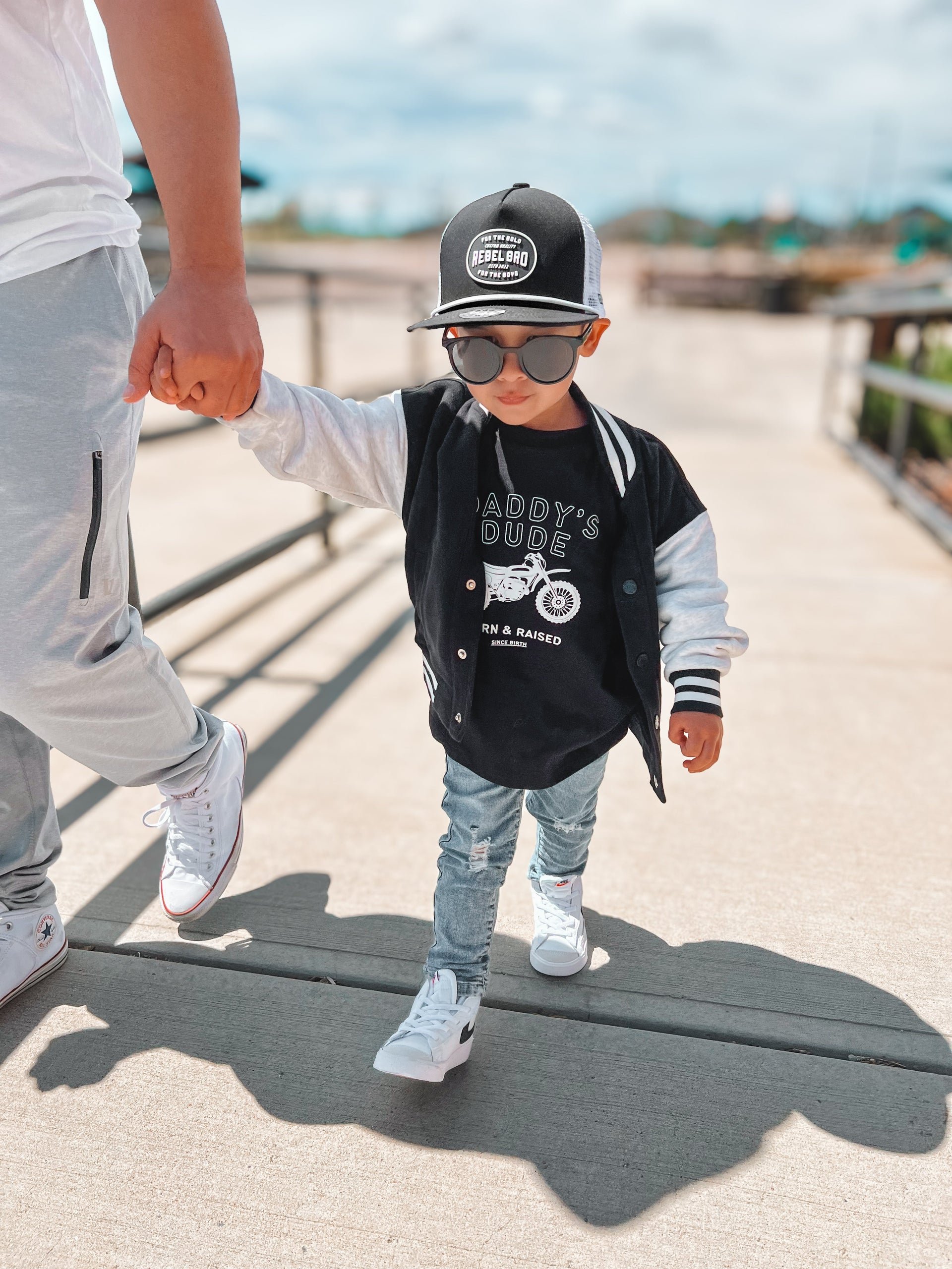 Daddy's Dude Born & Raised Graphic Tee for Kids - Black and White