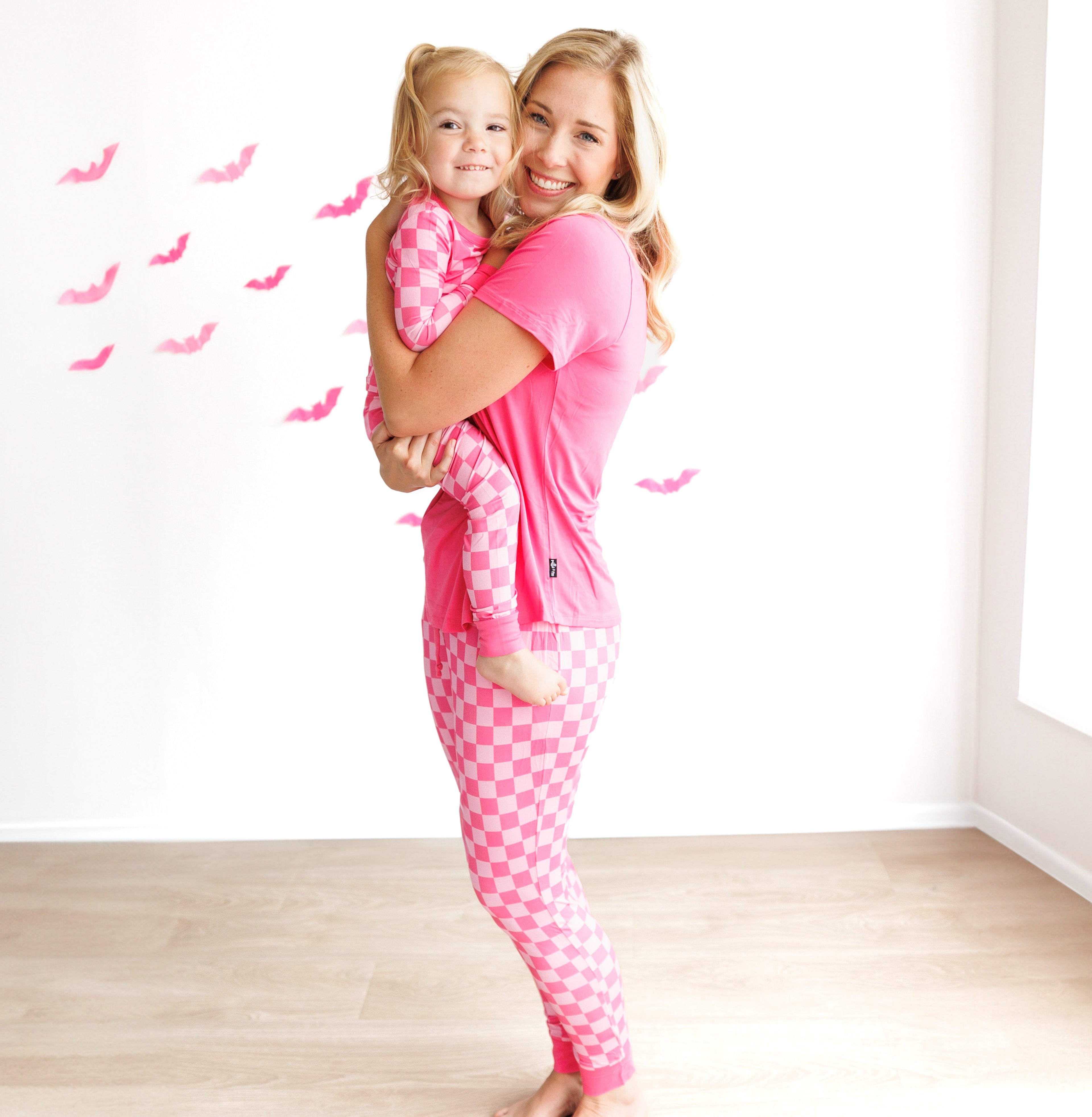 Women's Pink Check Bamboo Joggers Ultra-Soft Loungewear - Image 6