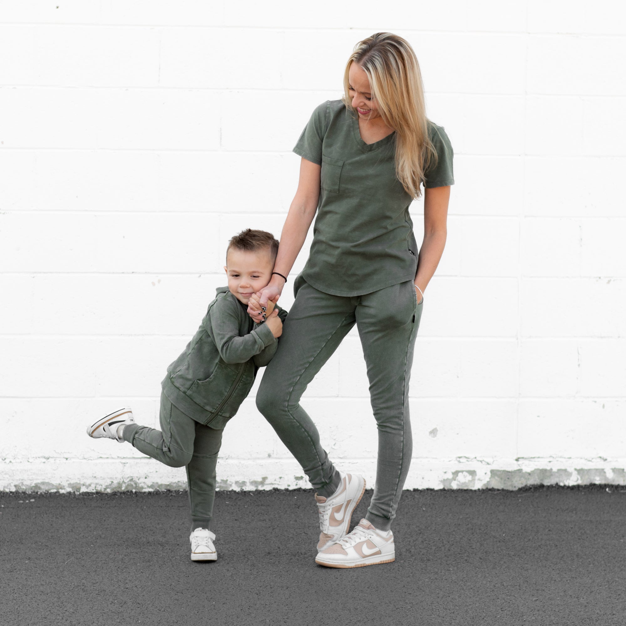 Women's Organic Cotton Moss Snow Wash Joggers Casual Comfort Pants - Image 3