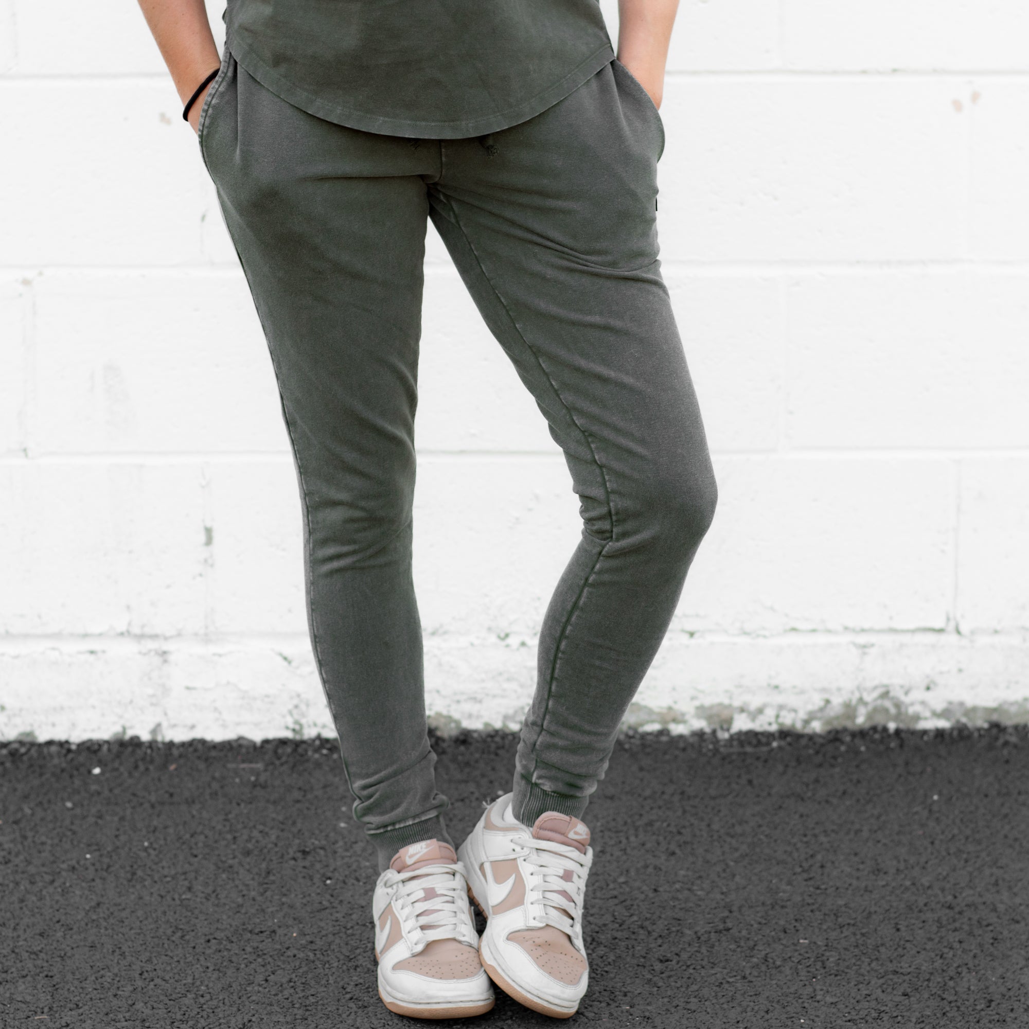 Women's Organic Cotton Moss Snow Wash Joggers Casual Comfort Pants - Image 5
