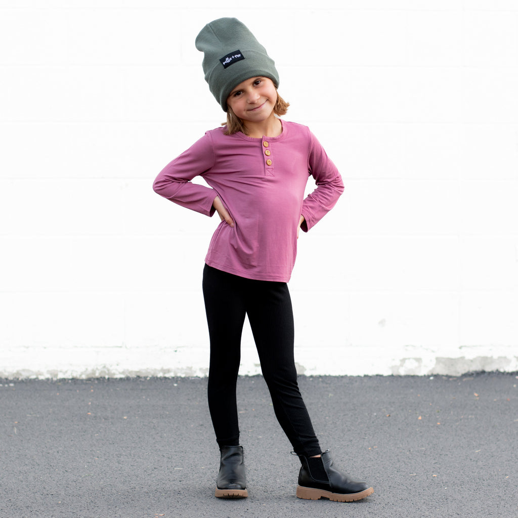 HENLEY LONG SLEEVE- Mauve