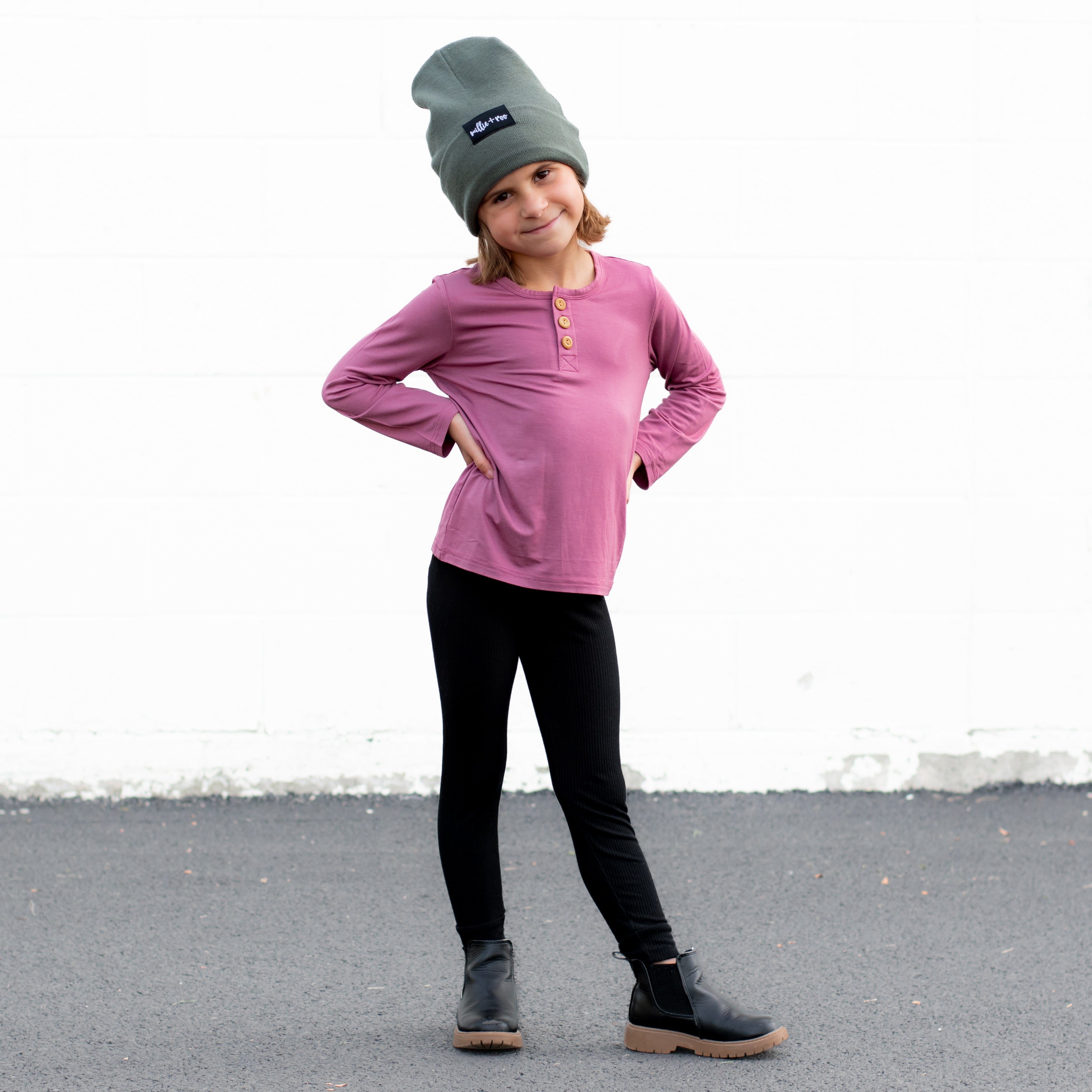 HENLEY LONG SLEEVE- Mauve