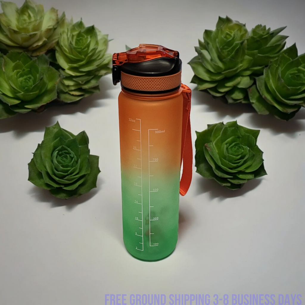 Aqualeeta Sports Motivational Drinking WaterBottle With Time Marker 32Oz BPA Free Ship from USA