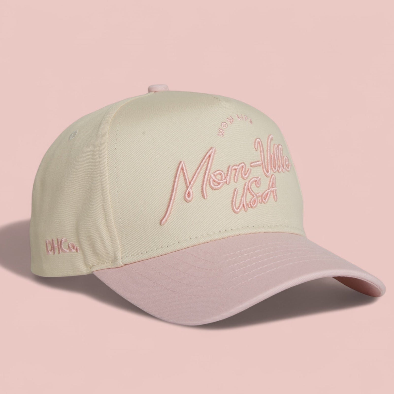 the "Mom-Ville" Script Hats Light Pink