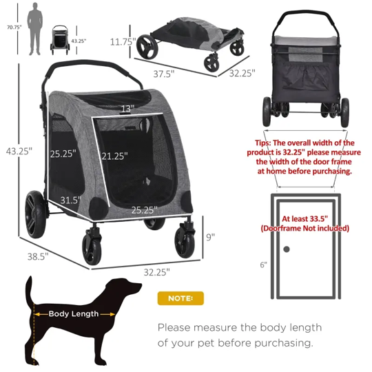 Foldable Pet Stroller with Storage Pocket