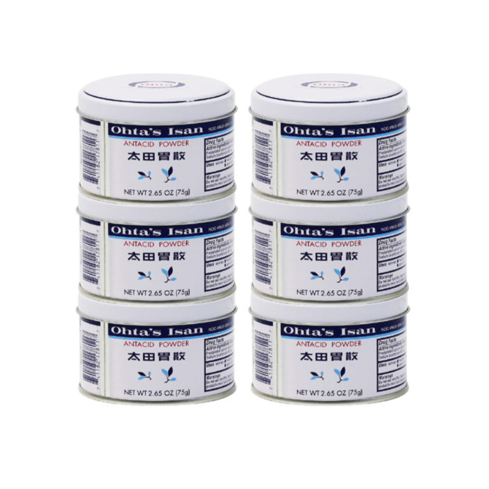 Ohta's Isan Antacid Herbal Powder - 6-Can Value Pack (75g)