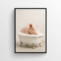 Pig Animal Bathroom Tub Poster