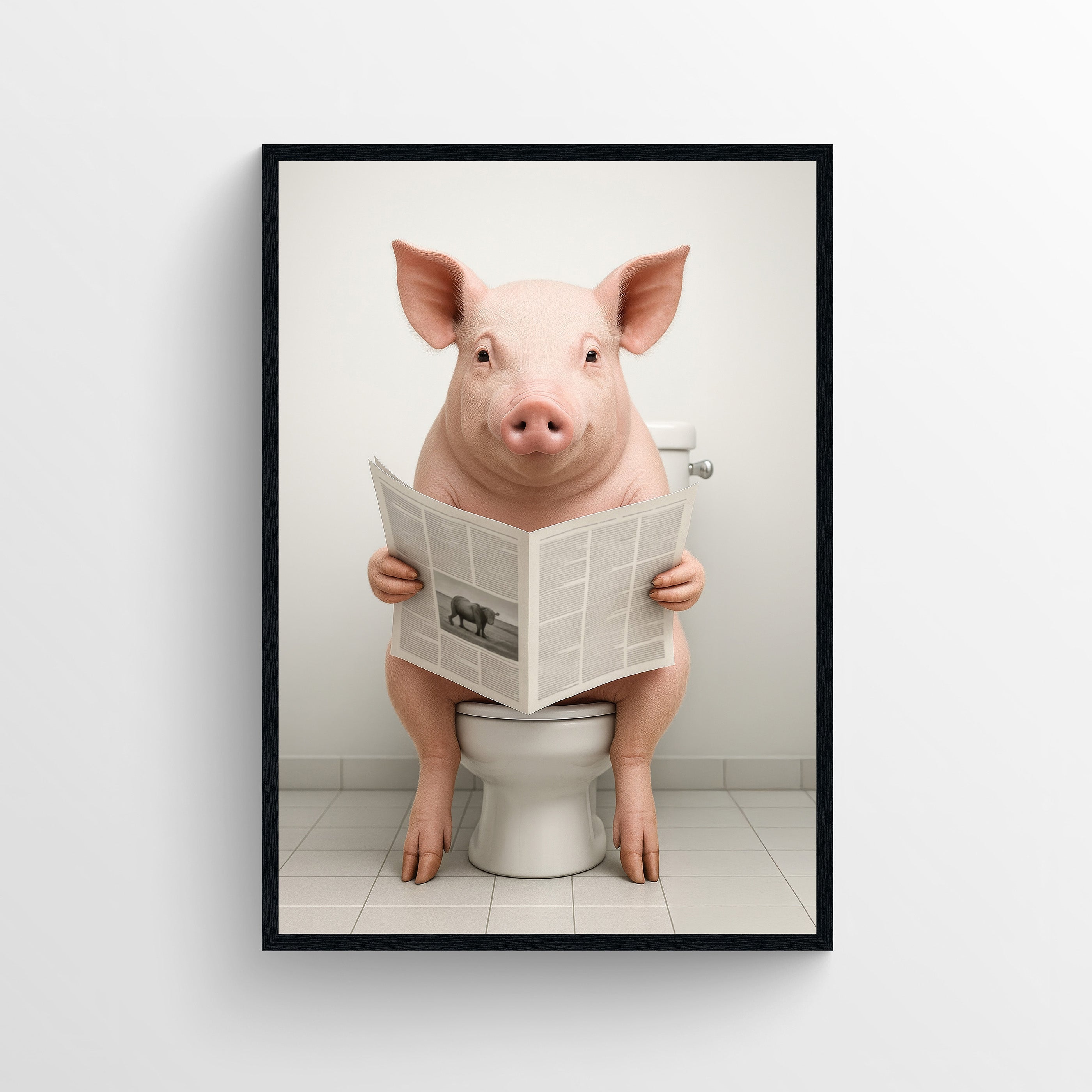 Pig Animal Bathroom Toilet Poster