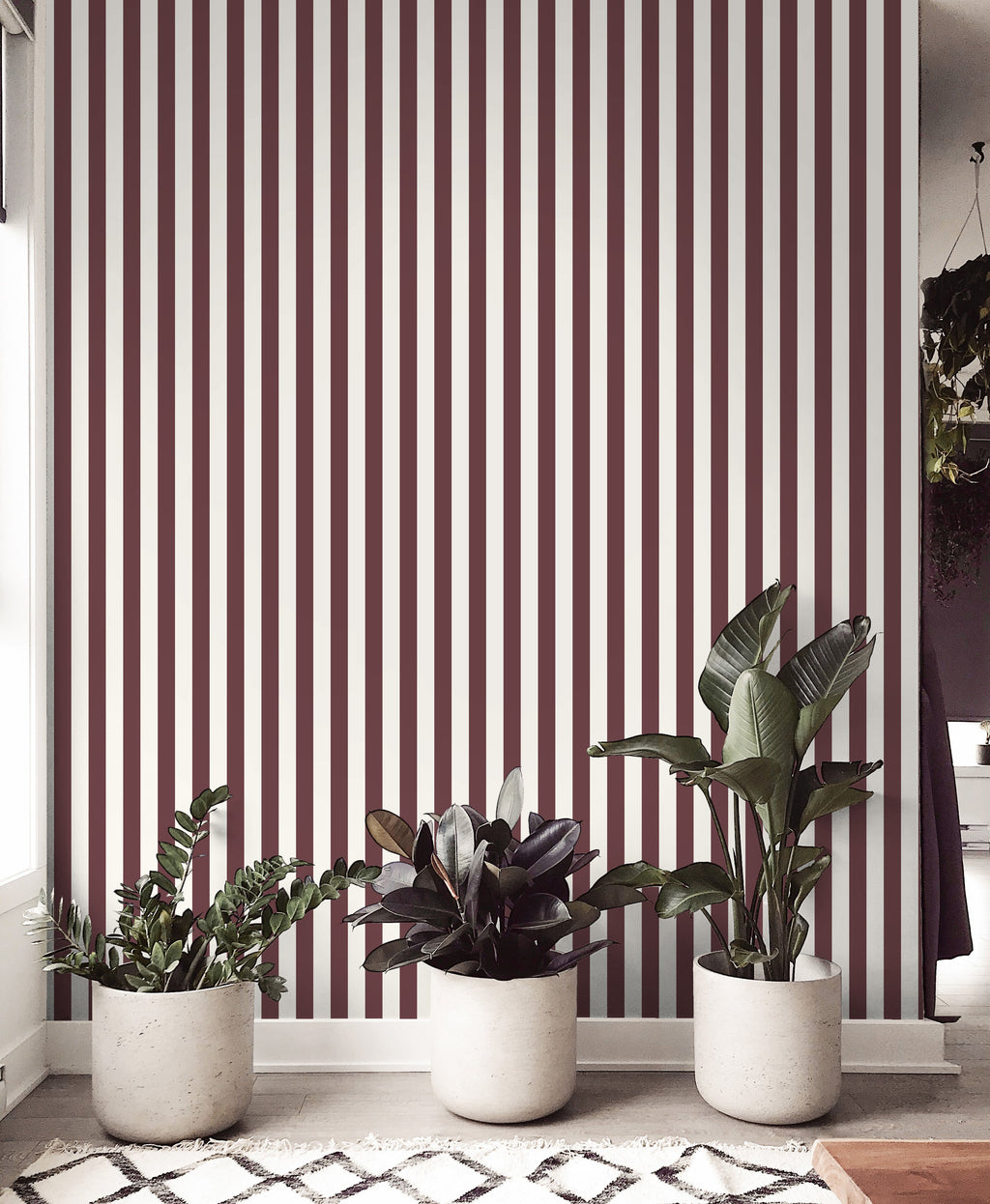 Atlas Striped Removable Wallpaper in Beige and White