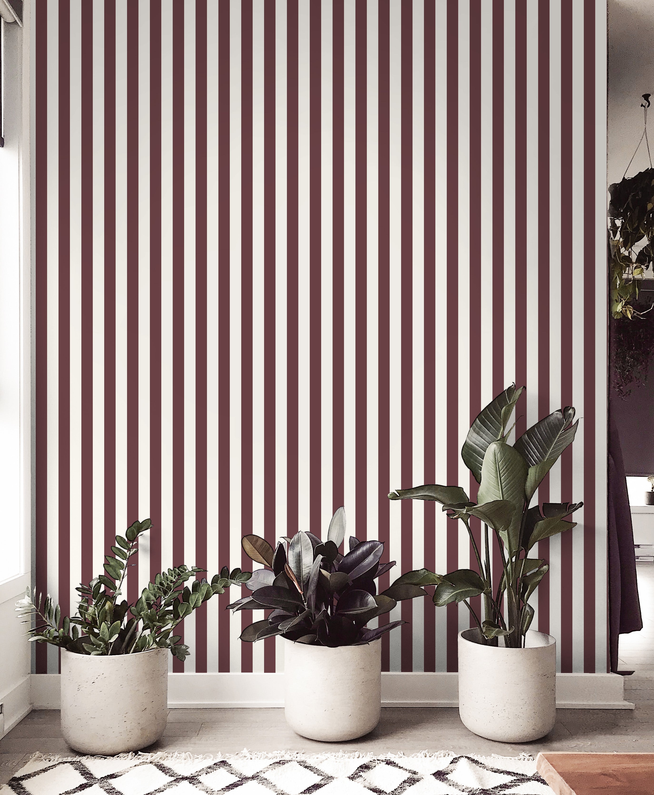Atlas Striped Removable Wallpaper in Beige and White