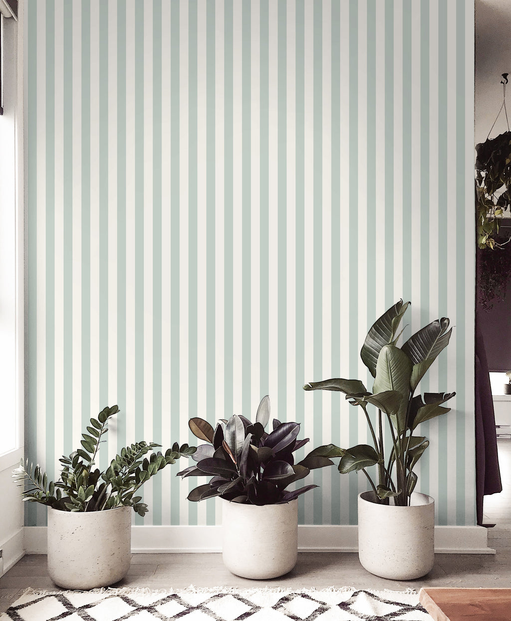 Atlas Striped Removable Wallpaper in Beige and White