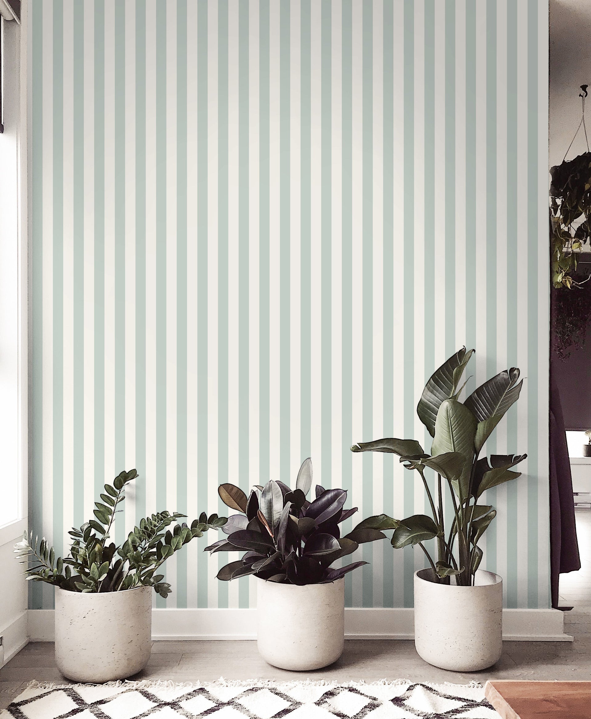 Atlas Striped Removable Wallpaper in Beige and White