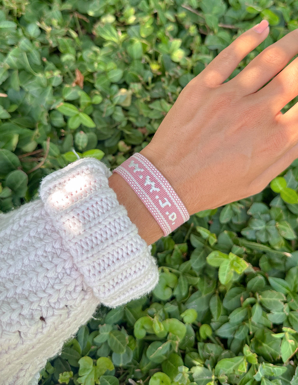 Pink WWJD Embroidered Woven Bracelet