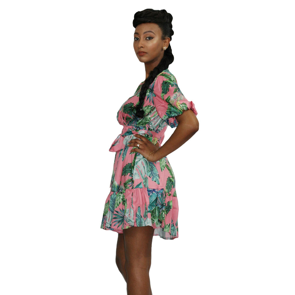 Floral V- Neck Summer Mini Dress