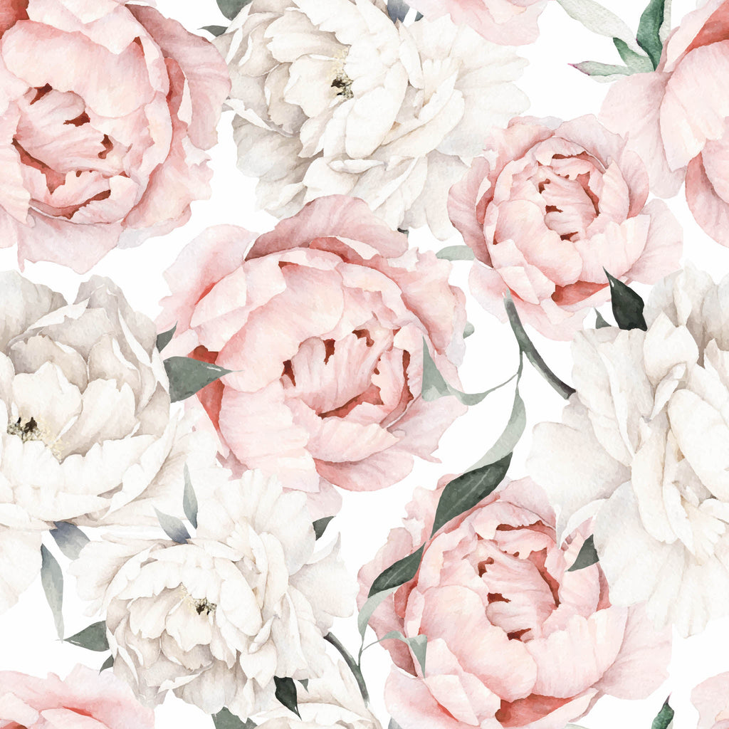 Nailea Floral Wallpaper in Pink, White and Green Shabby-Chic
