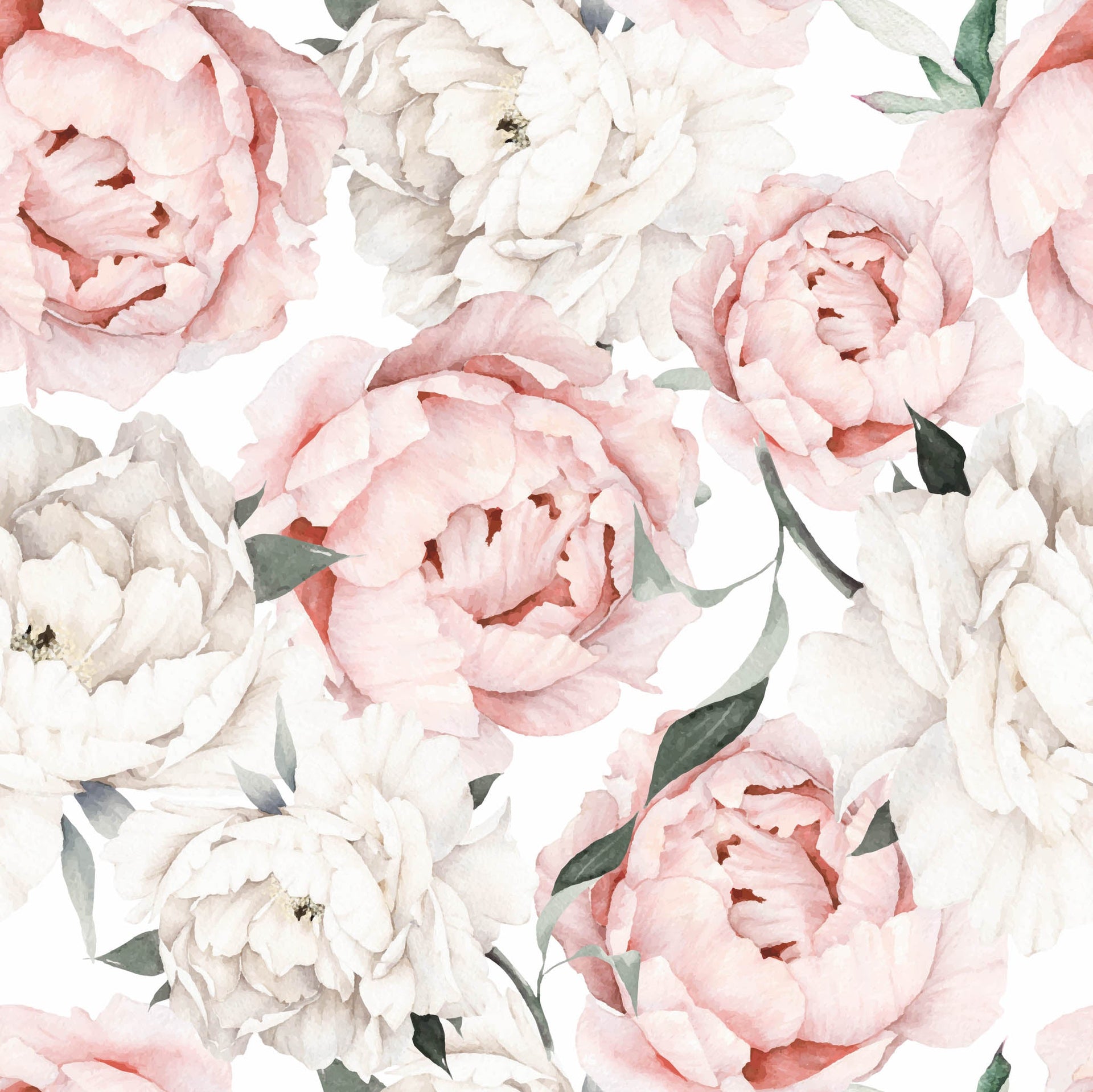 Nailea Floral Wallpaper in Pink, White and Green Shabby-Chic