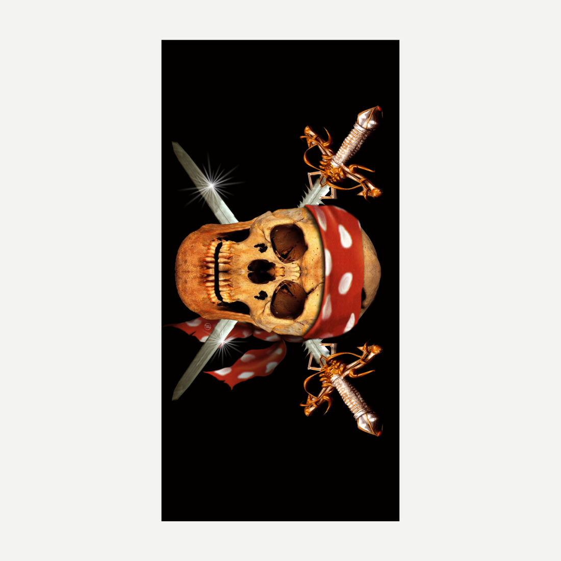 Pirate Skull and Crossbones Beach Towel with Sword Design