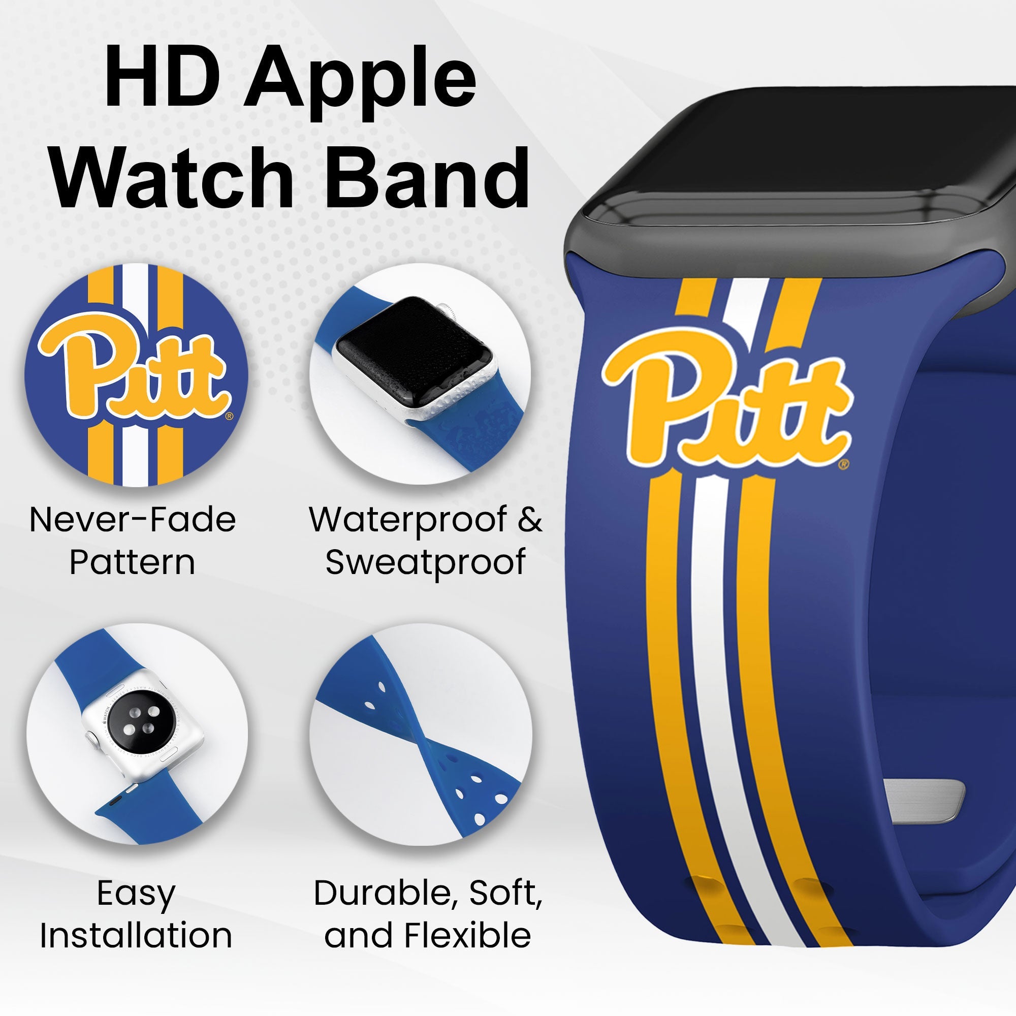 Pittsburgh Panthers HD Apple Watch Band - Collegiate Silicone Strap