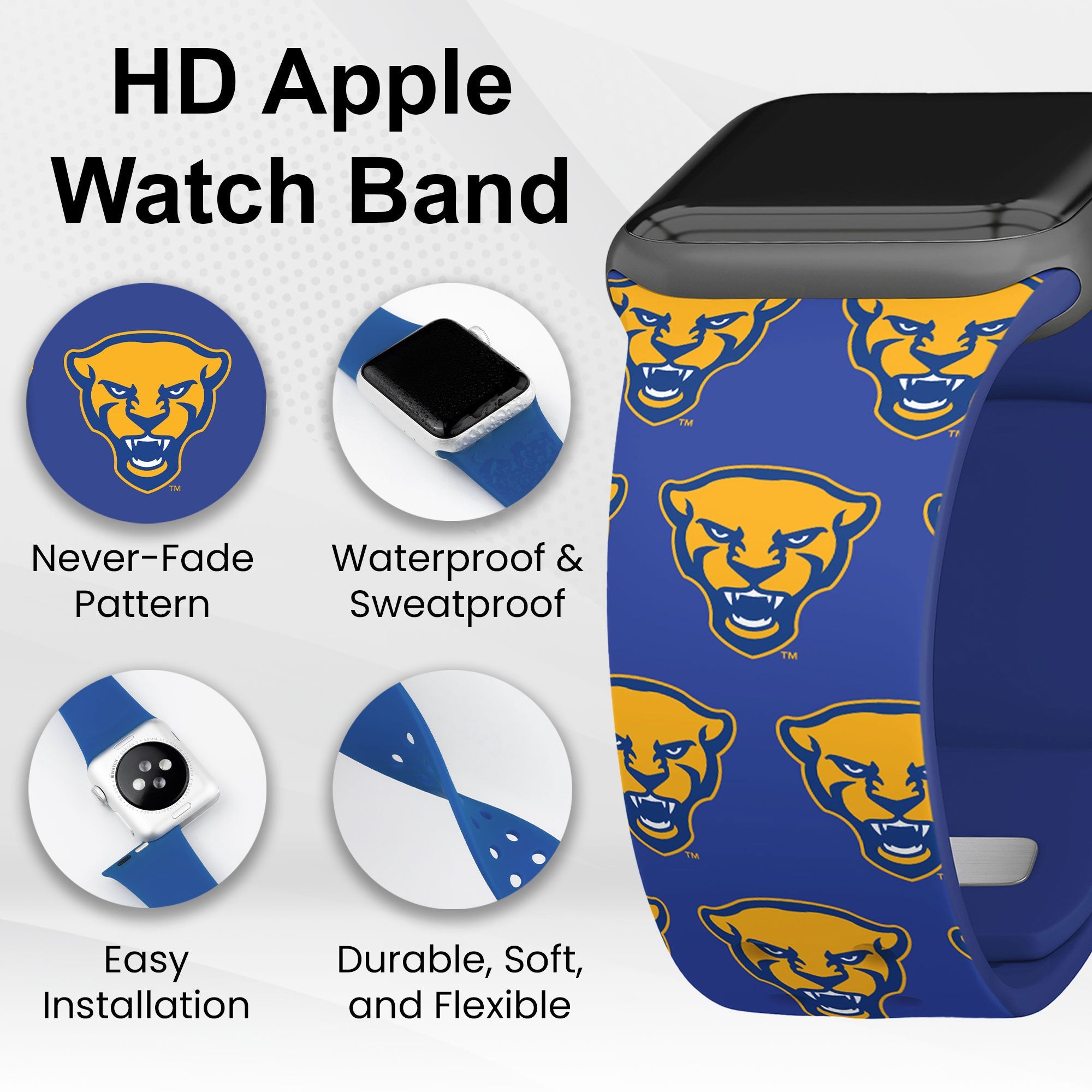 Pittsburgh Panthers HD Apple Watch Band - Collegiate Silicone Strap