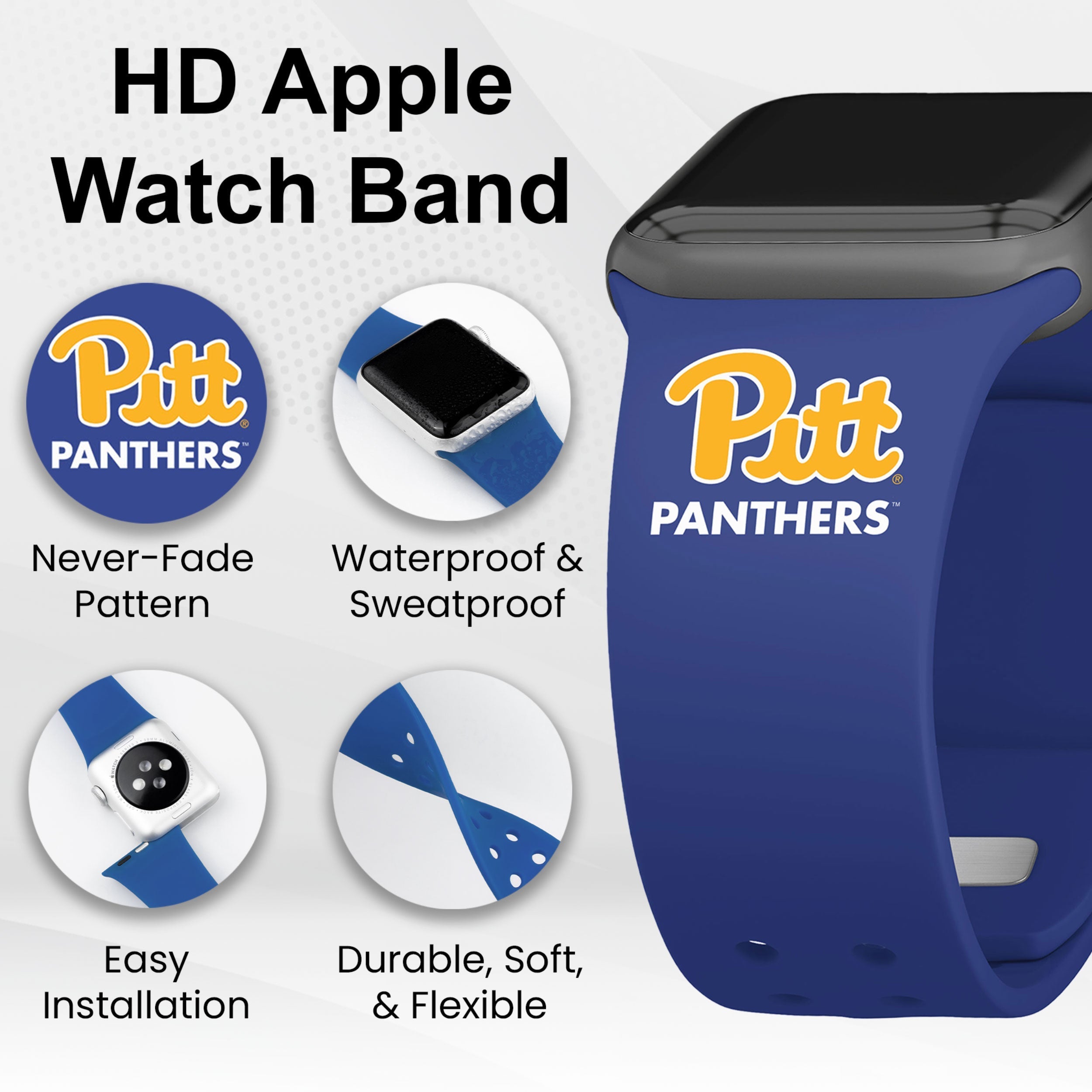 Pittsburgh Panthers HD Apple Watch Band - Collegiate Silicone Strap