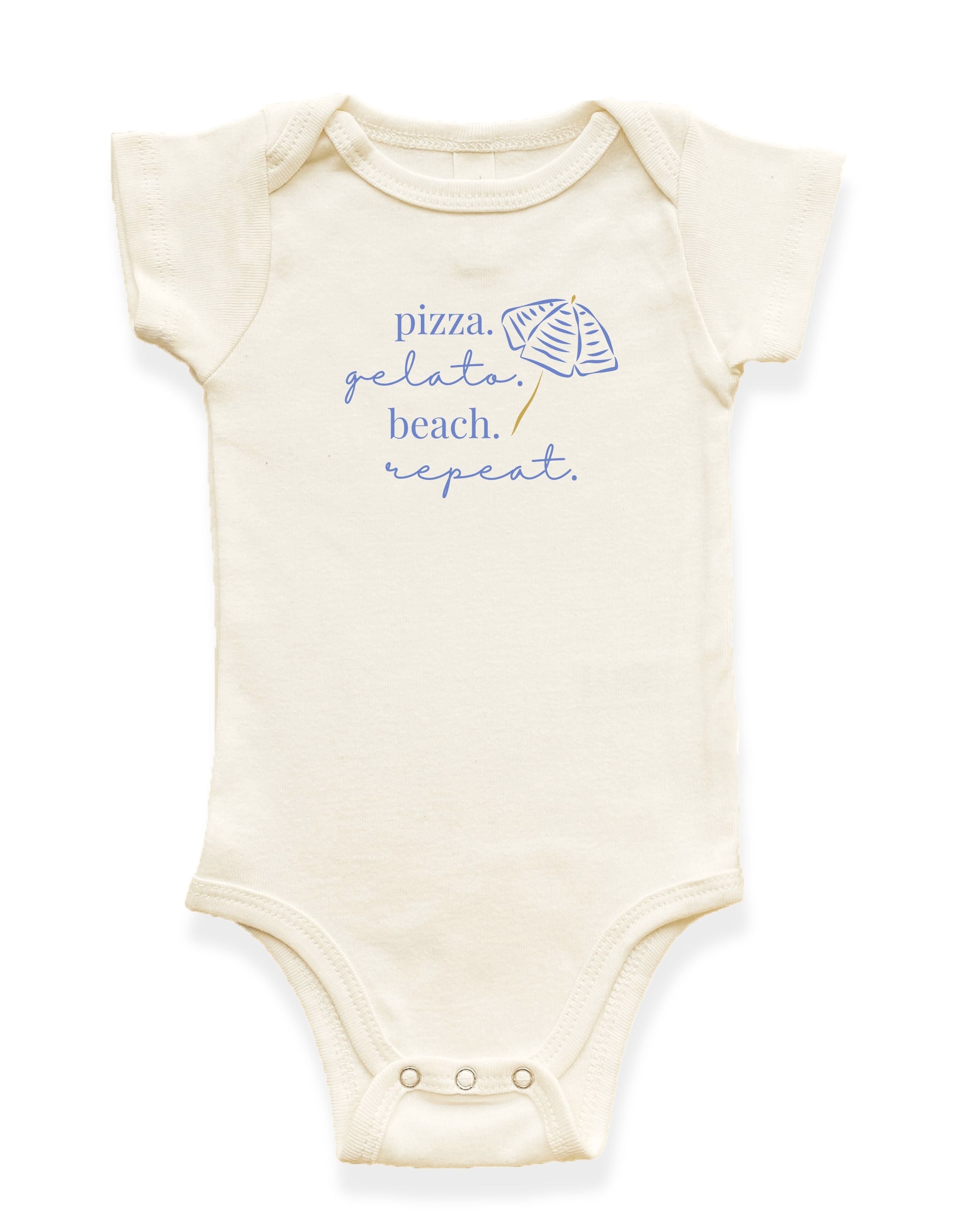 Pizza Gelato Beach Organic Cotton Baby Bodysuit