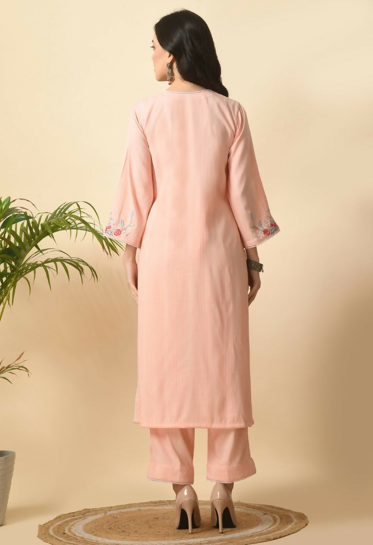 Peach Cotton Rayon Kurta Set - Soft Everyday Ethnic Wear