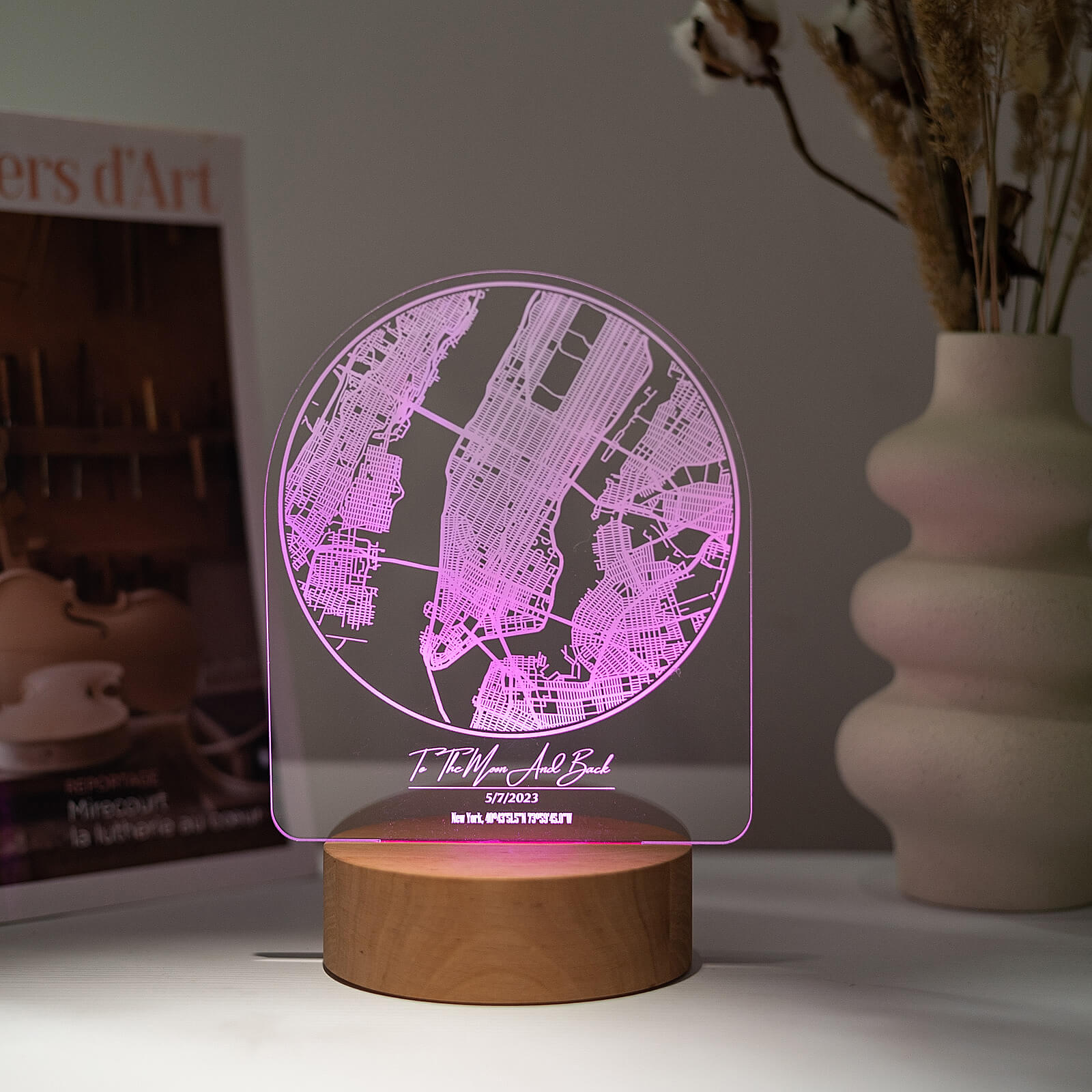 City Map Light Stand: Personalized Urban Night Light Decor