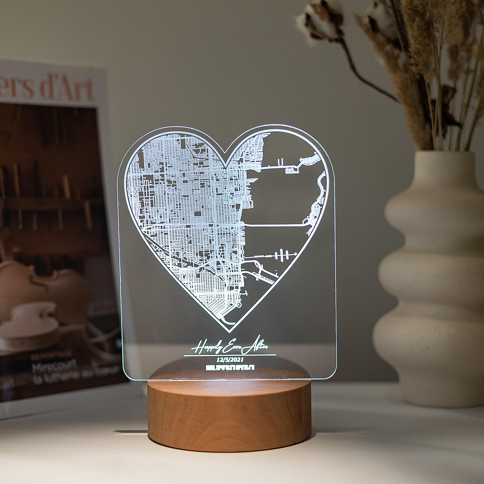 City Map Light Stand: Personalized Urban Night Light Decor