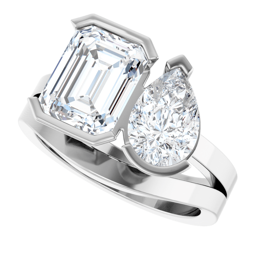 Élodie Two-Stone Engagement Ring featuring a 1 5/8 ctw pear diamond set in platinum