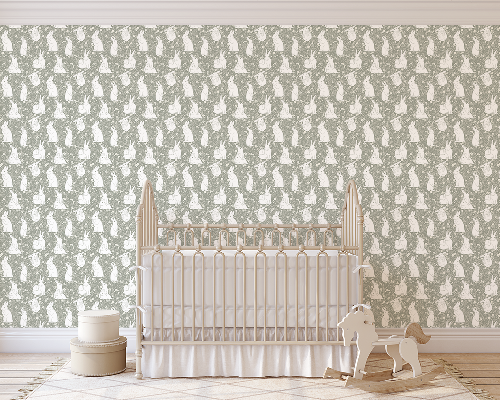 Lulu Floral Removable Wallpaper in Dusty-Rose and Sage-Green