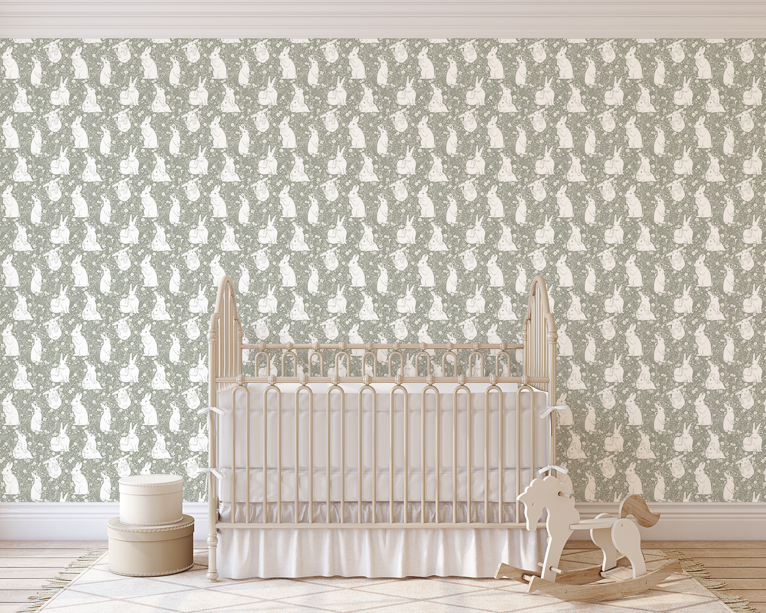 Lulu Floral Removable Wallpaper in Dusty-Rose and Sage-Green