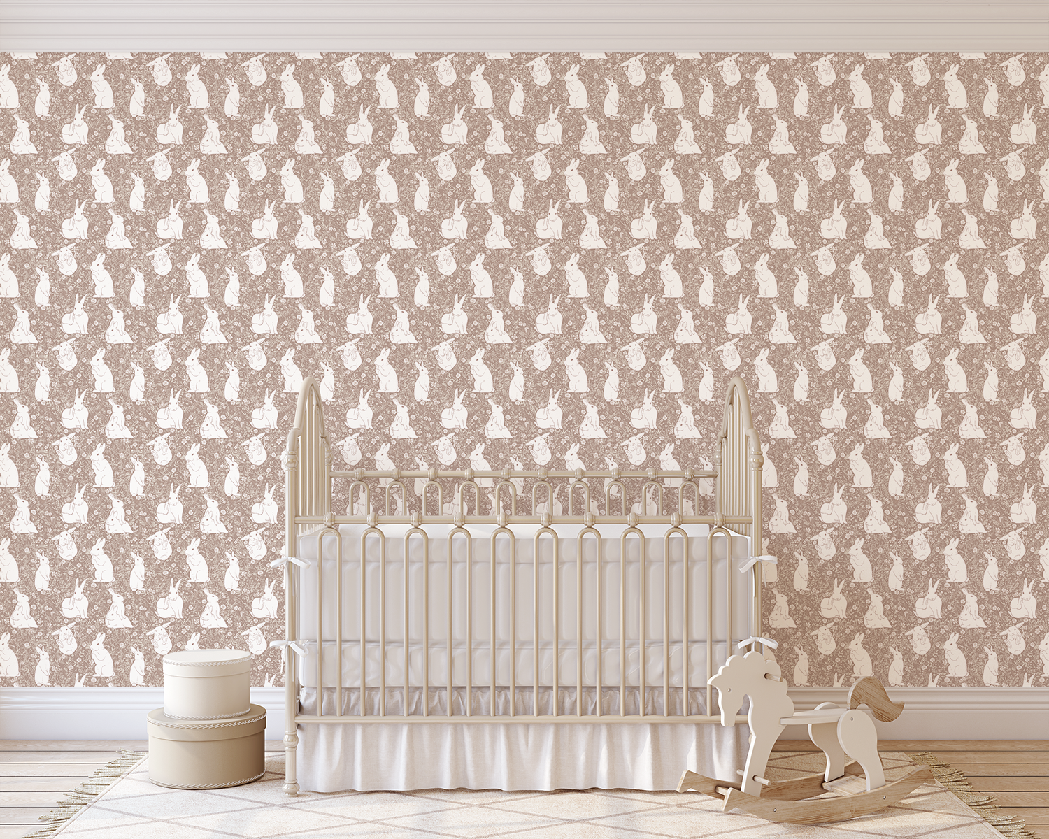 Lulu Floral Removable Wallpaper in Dusty-Rose and Sage-Green
