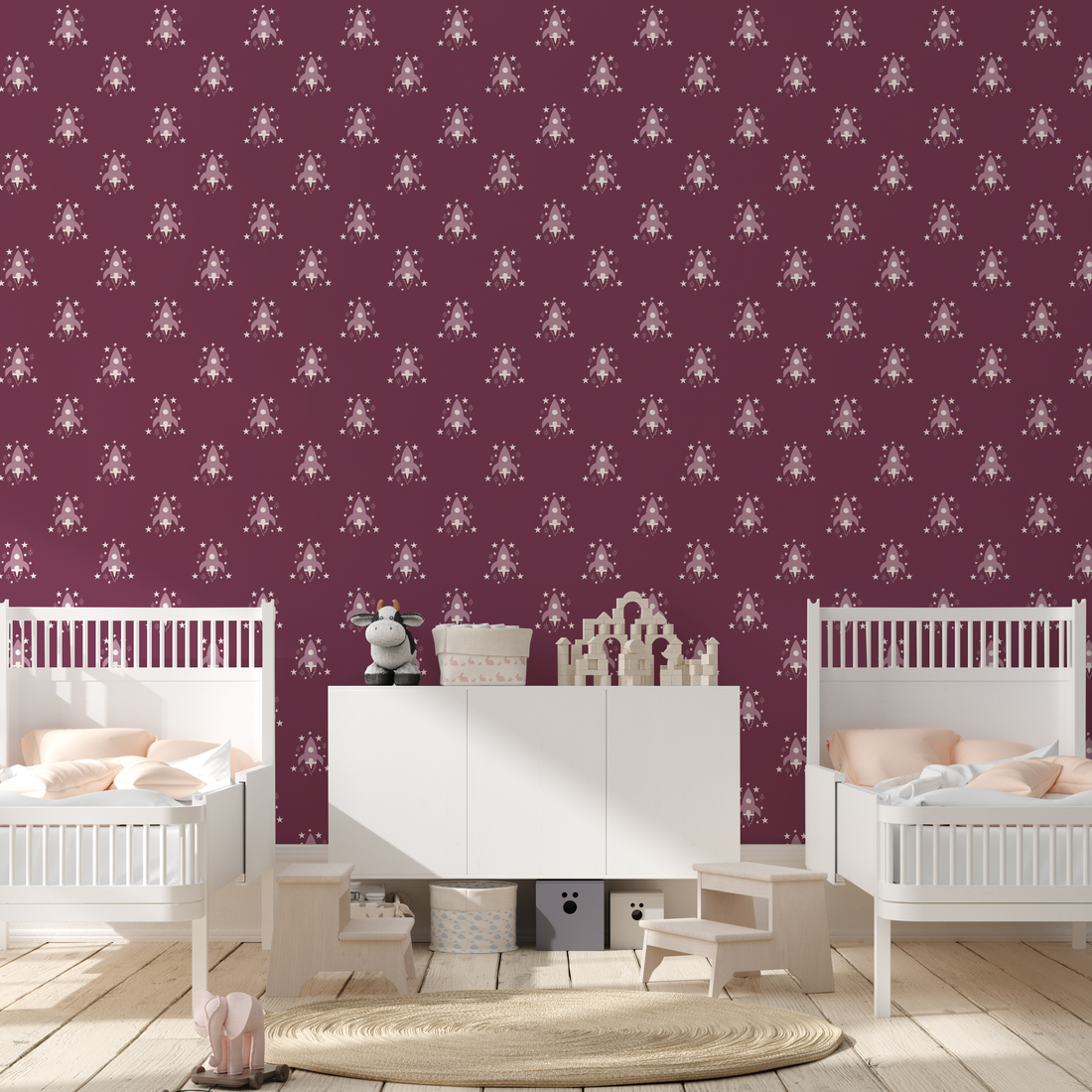Ryan Geometric Removable Wallpaper in Mint, Lavender and Navy