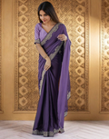 Lavender Rangoli Silk Saree with Elegant Coding Lace Embroidery