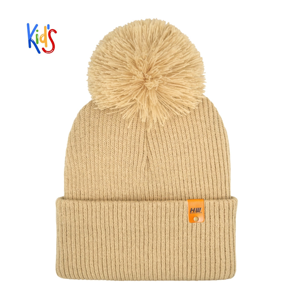 Haakwear Traditional Pom Pom Kids Knit Beanie. Soft, Warm & Made in USA