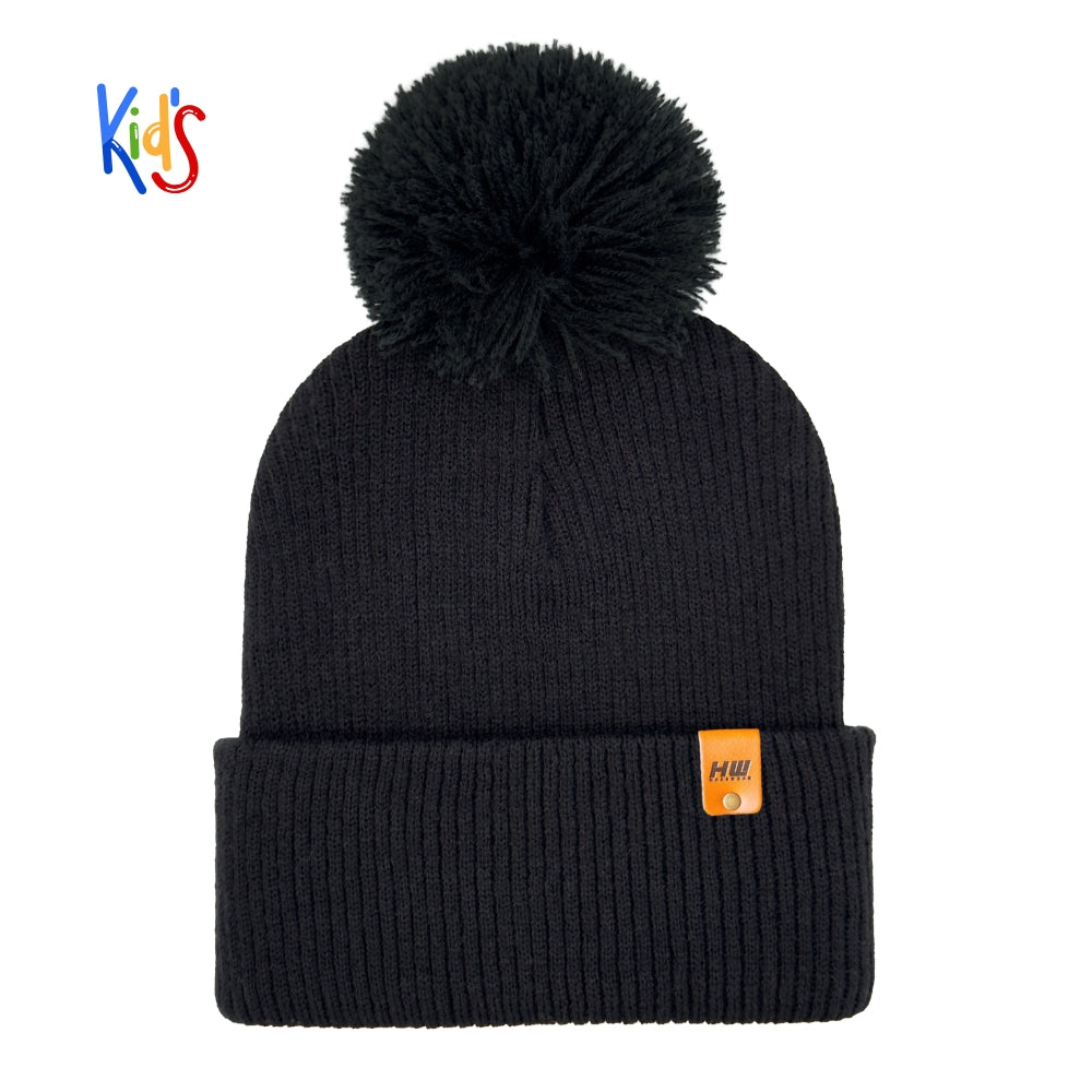 Haakwear Traditional Pom Pom Kids Knit Beanie. Soft, Warm & Made in USA