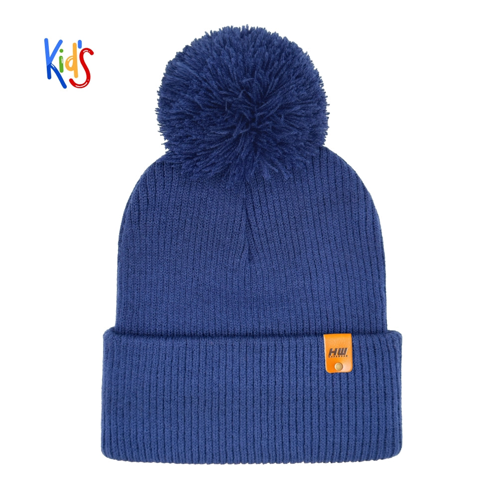 Haakwear Traditional Pom Pom Kids Knit Beanie. Soft, Warm & Made in USA