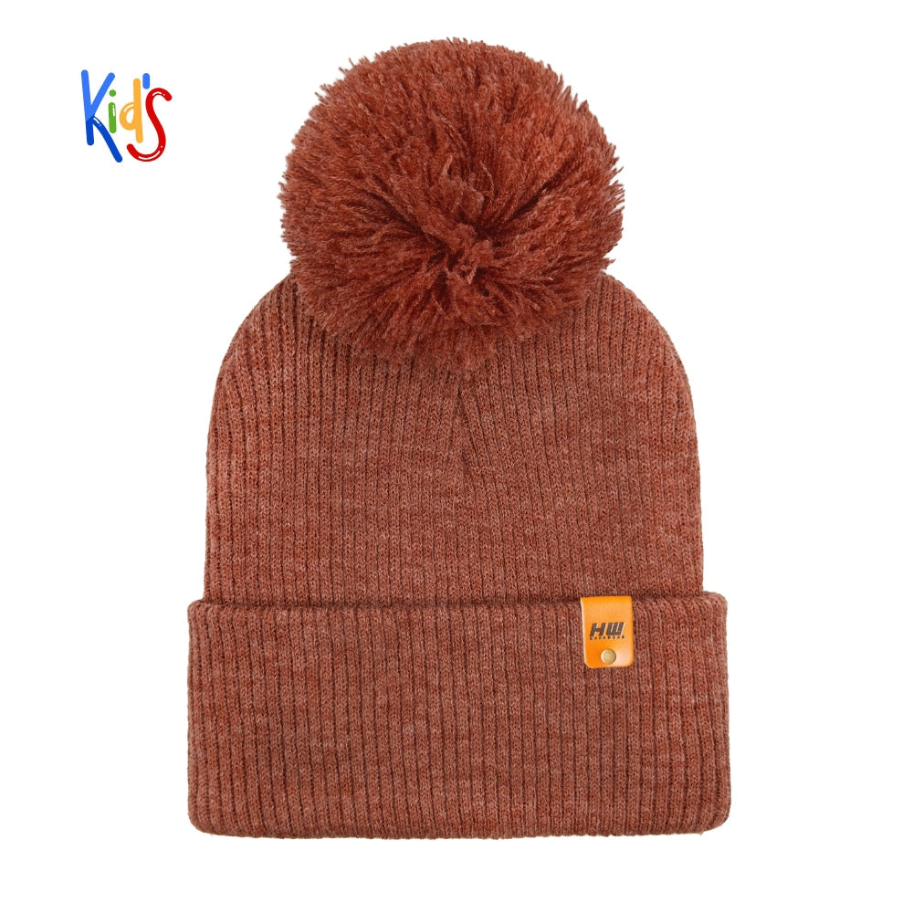 Haakwear Traditional Pom Pom Kids Knit Beanie. Soft, Warm & Made in USA