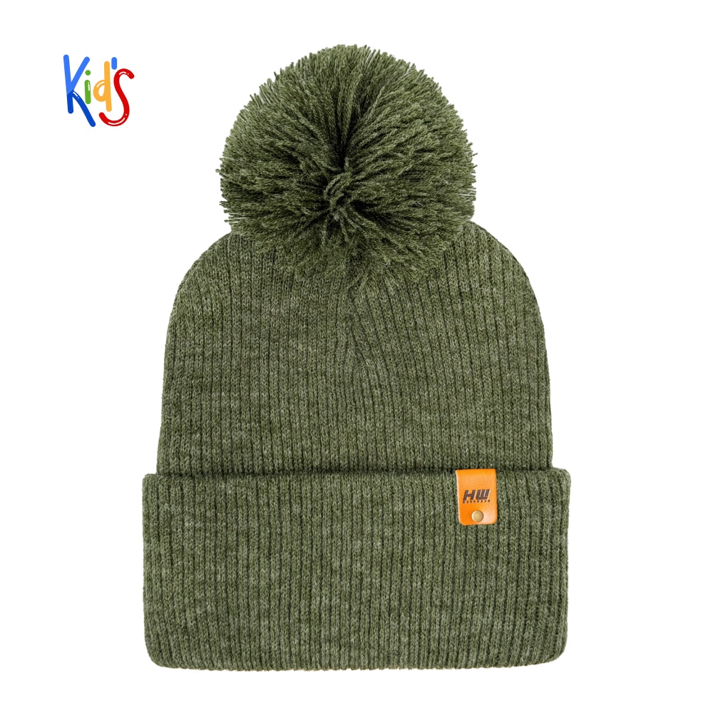 Haakwear Traditional Pom Pom Kids Knit Beanie. Soft, Warm & Made in USA