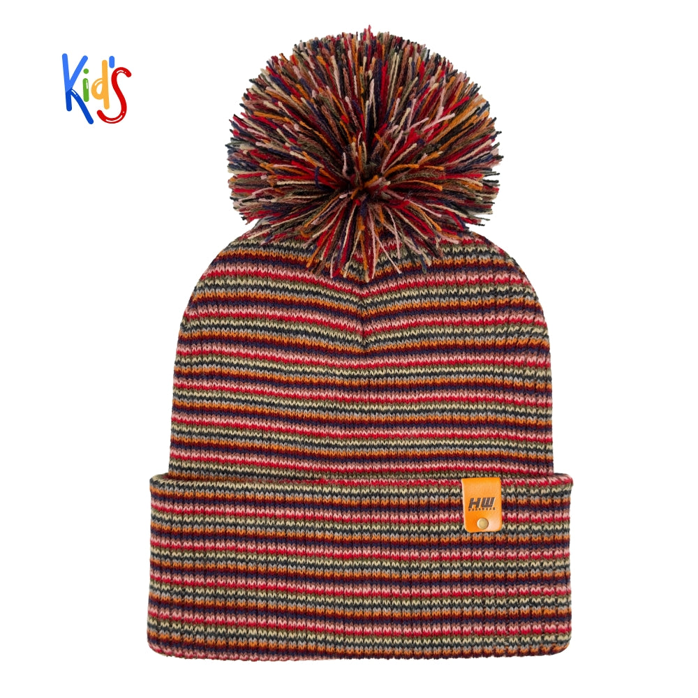 Haakwear Traditional Pom Pom Kids Knit Beanie. Soft, Warm & Made in USA