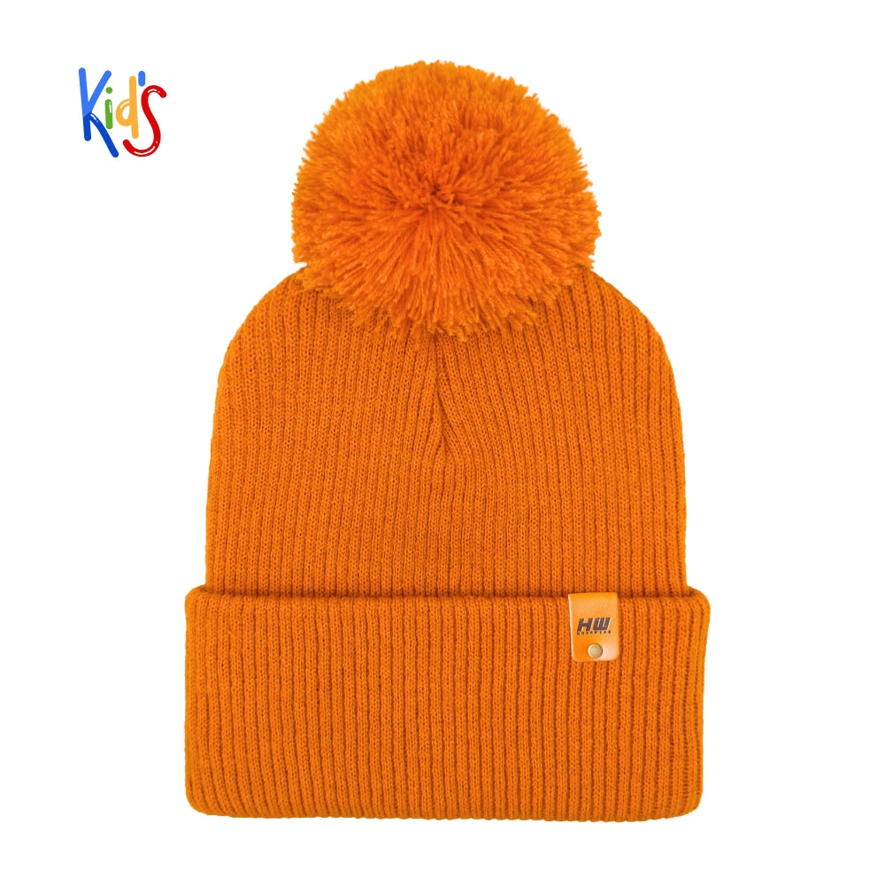 Haakwear Traditional Pom Pom Kids Knit Beanie. Soft, Warm & Made in USA