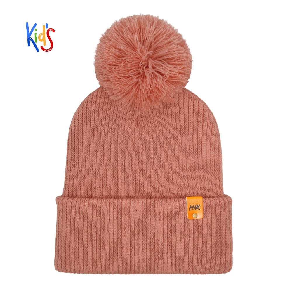 Haakwear Traditional Pom Pom Kids Knit Beanie. Soft, Warm & Made in USA