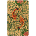 Extra-large bohemian abstract print cork yoga mat in cork-tan and forest-green