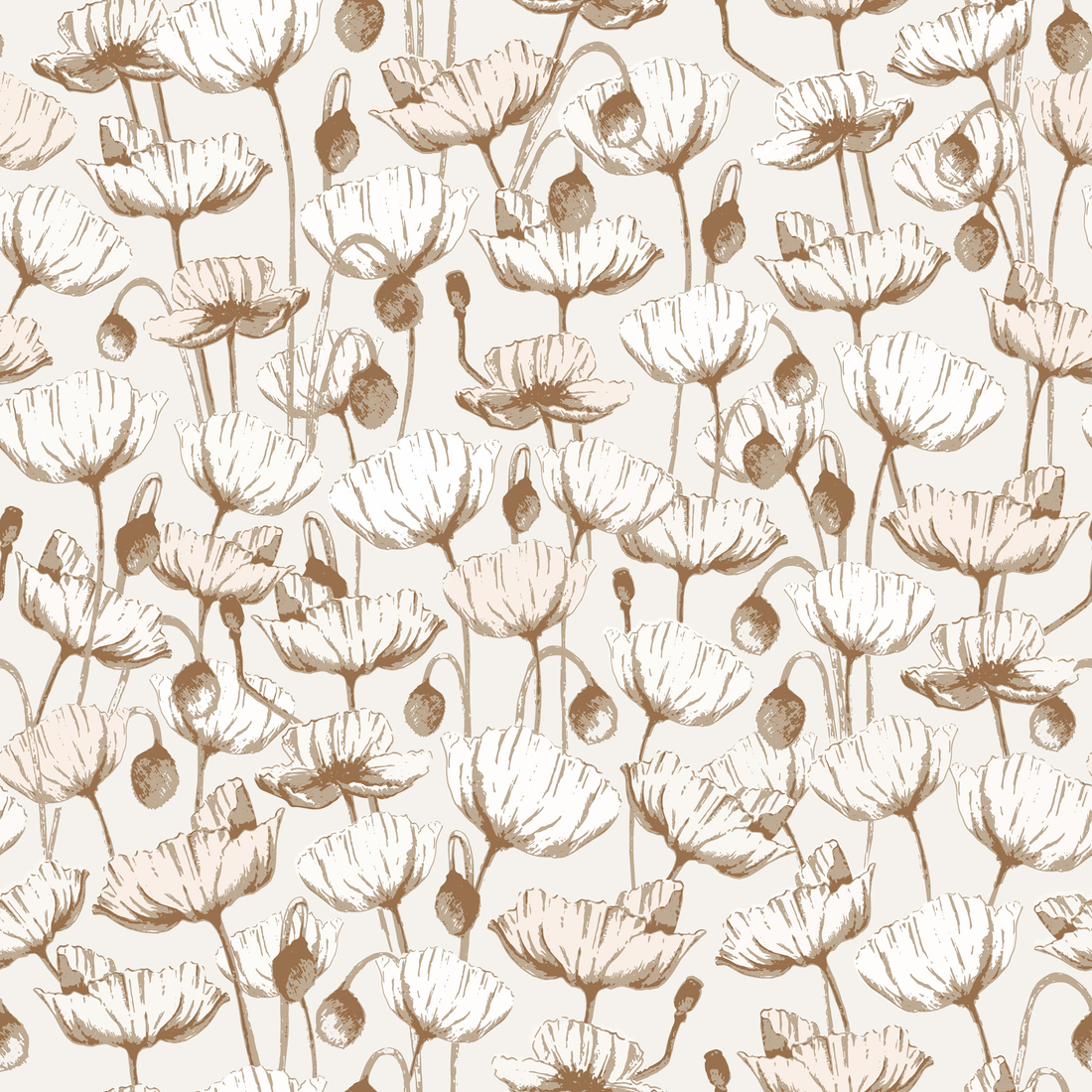 Aurora Floral Sage-Green White Blue and Tan Removable Wallpaper