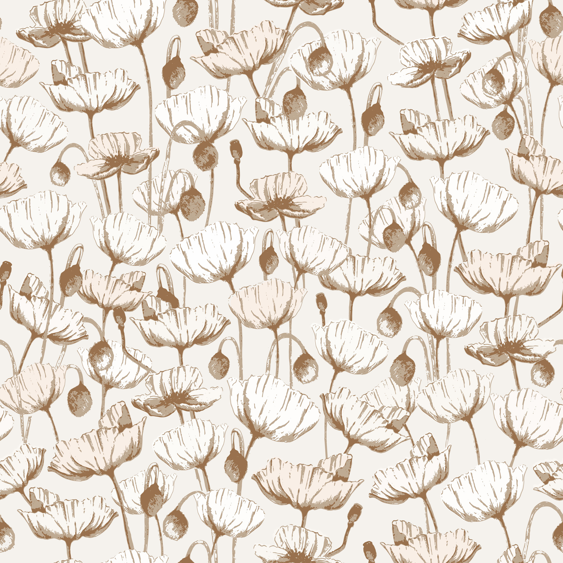 Aurora Floral Sage-Green White Blue and Tan Removable Wallpaper
